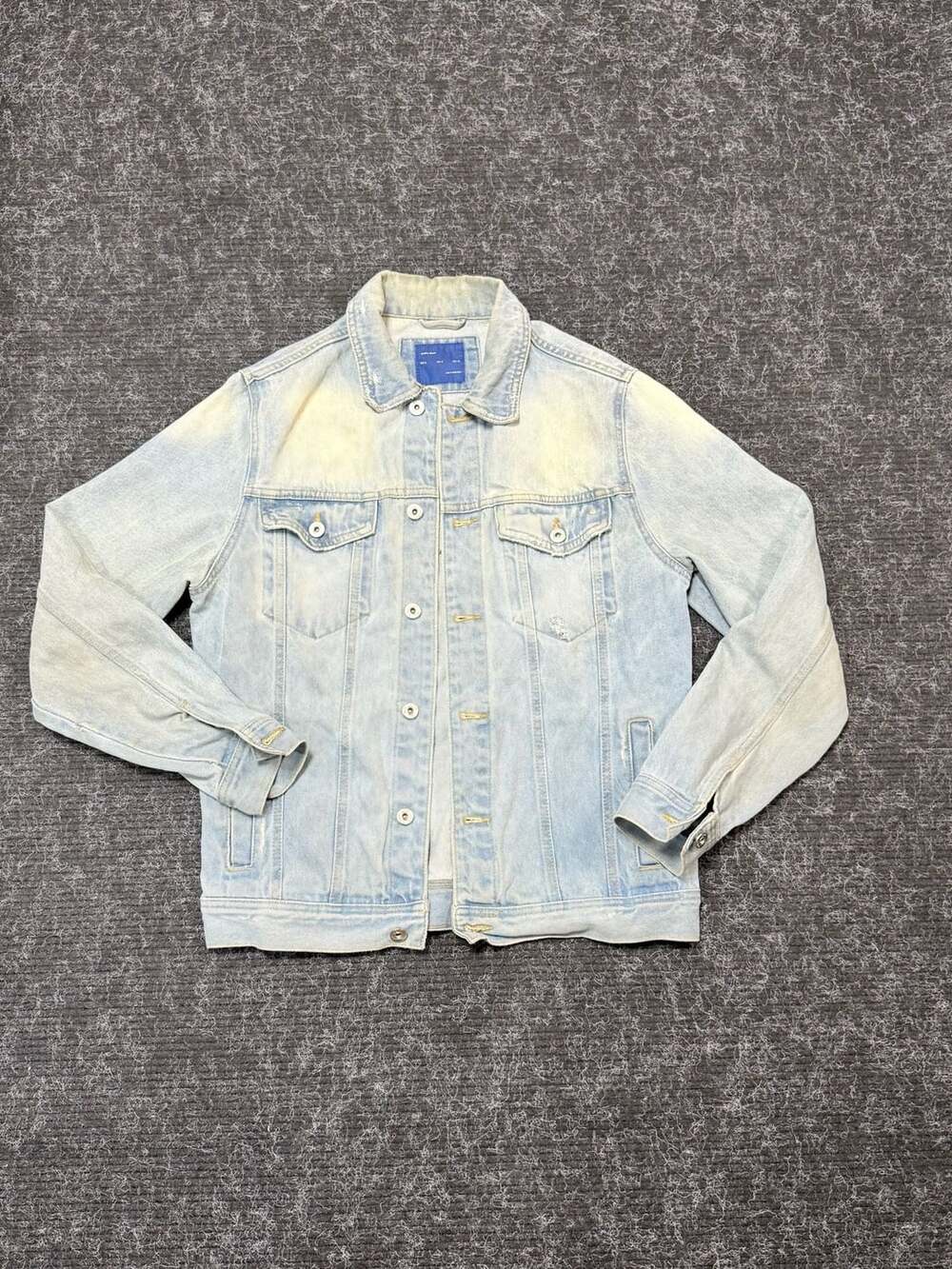 Y2K 90s Distressed Zara Man Light Wash Denim Trucker Jacket Size M
